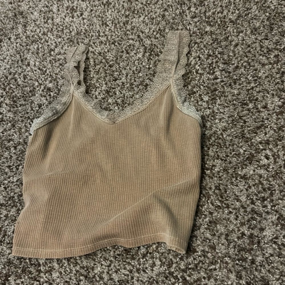 American Eagle Brown Lacey Cropped Tank
